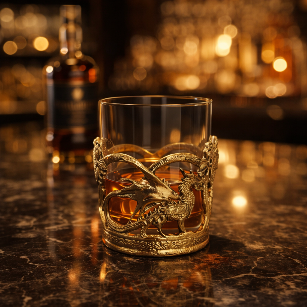 Viserion Whiskey Glass & Monolith - Marble Cigar Ashtray