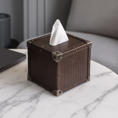Trunk Tissue Box leather trunk style tissue box holder India - The Mage Home