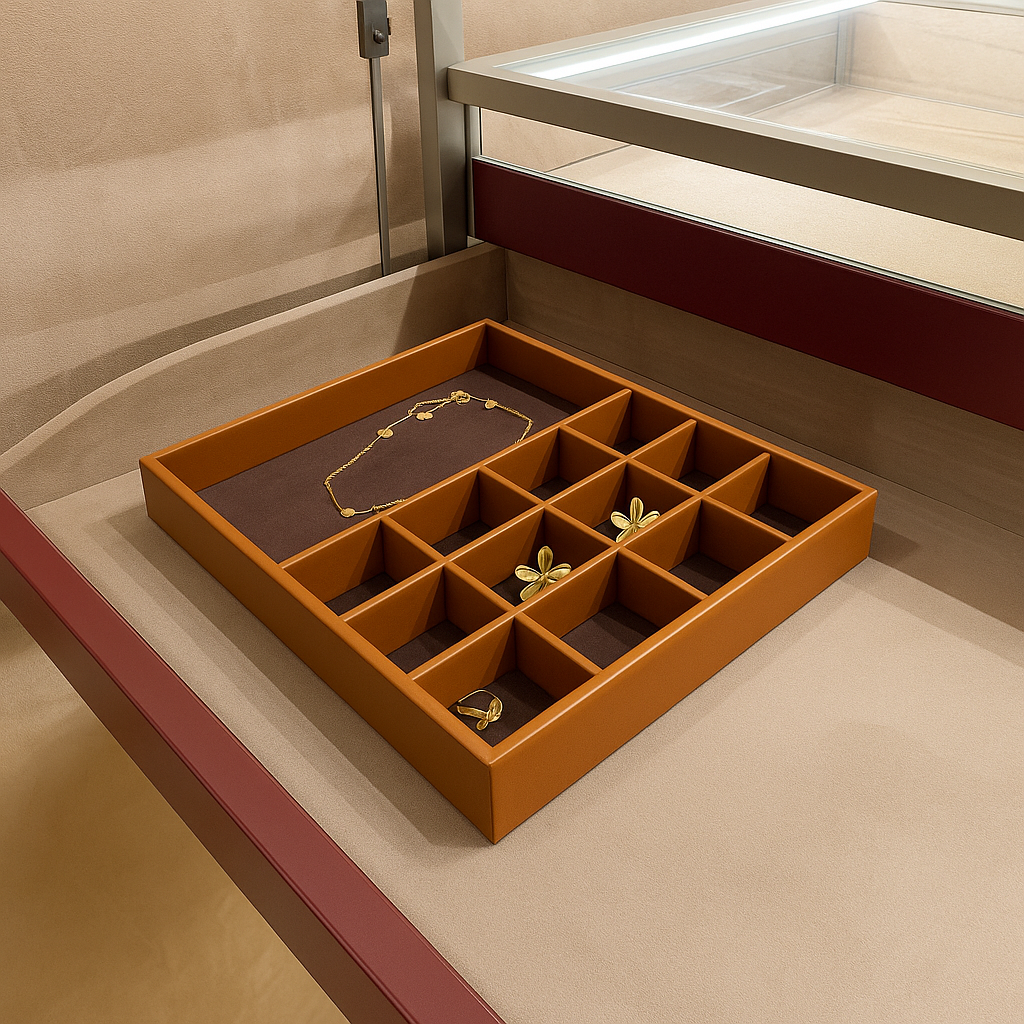 Luxe Jewellery Tray premium leather organiser for jewellery display India - The Mage Home