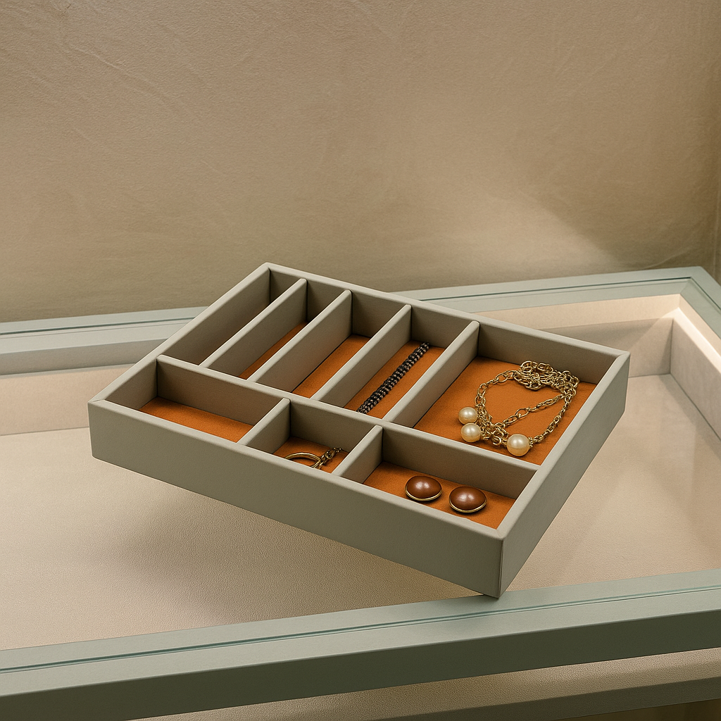 Placeit Jewellery Tray premium leather jewellery organiser display tray India - The Mage Home