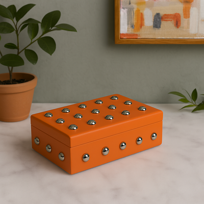 The Amber Box warm amber leather storage box India - The Mage Home