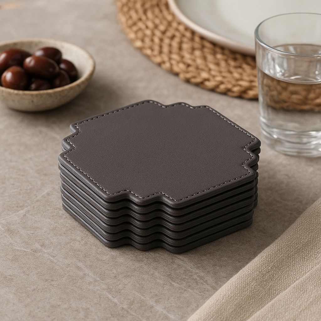Level Up Coasters Grey set of 4 grey gaming controller leather coasters India - The Mage Home