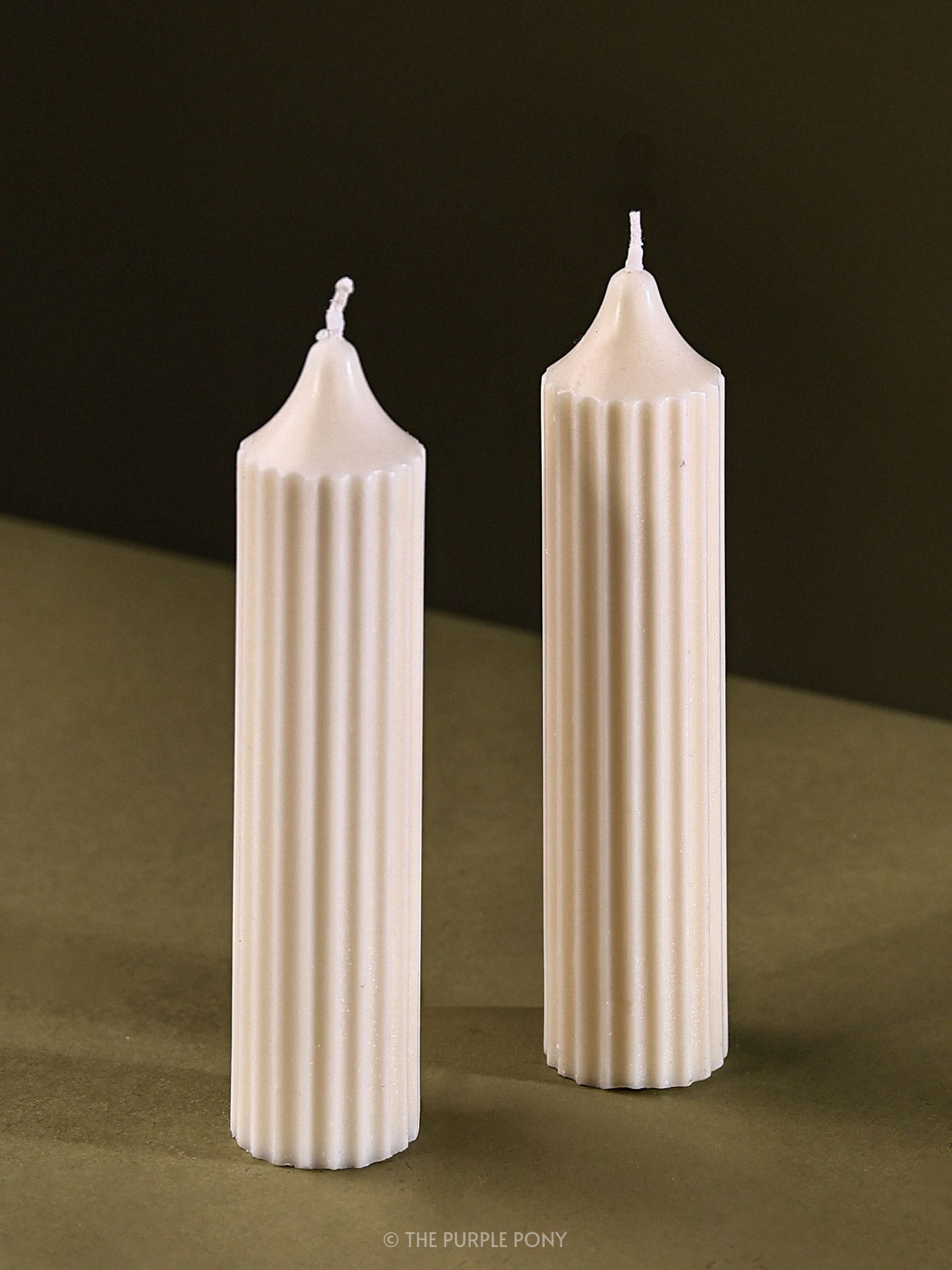 Classic Ribbed Pillar Candles - Set of 2