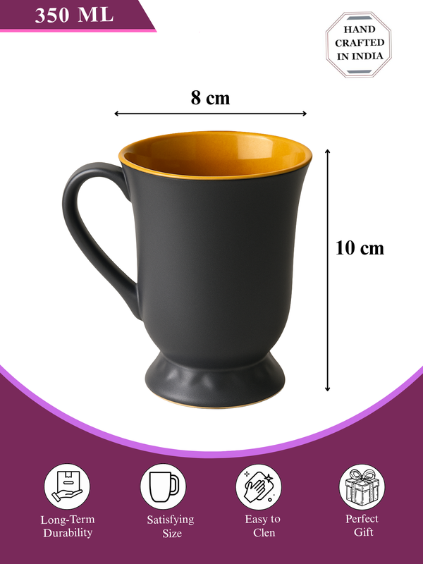 Glossy Black Ceramic Coffee Mug – 350ML