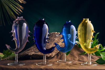Colored Ocean Fishes Designer Glass | Set of 1, 2, 4, 6