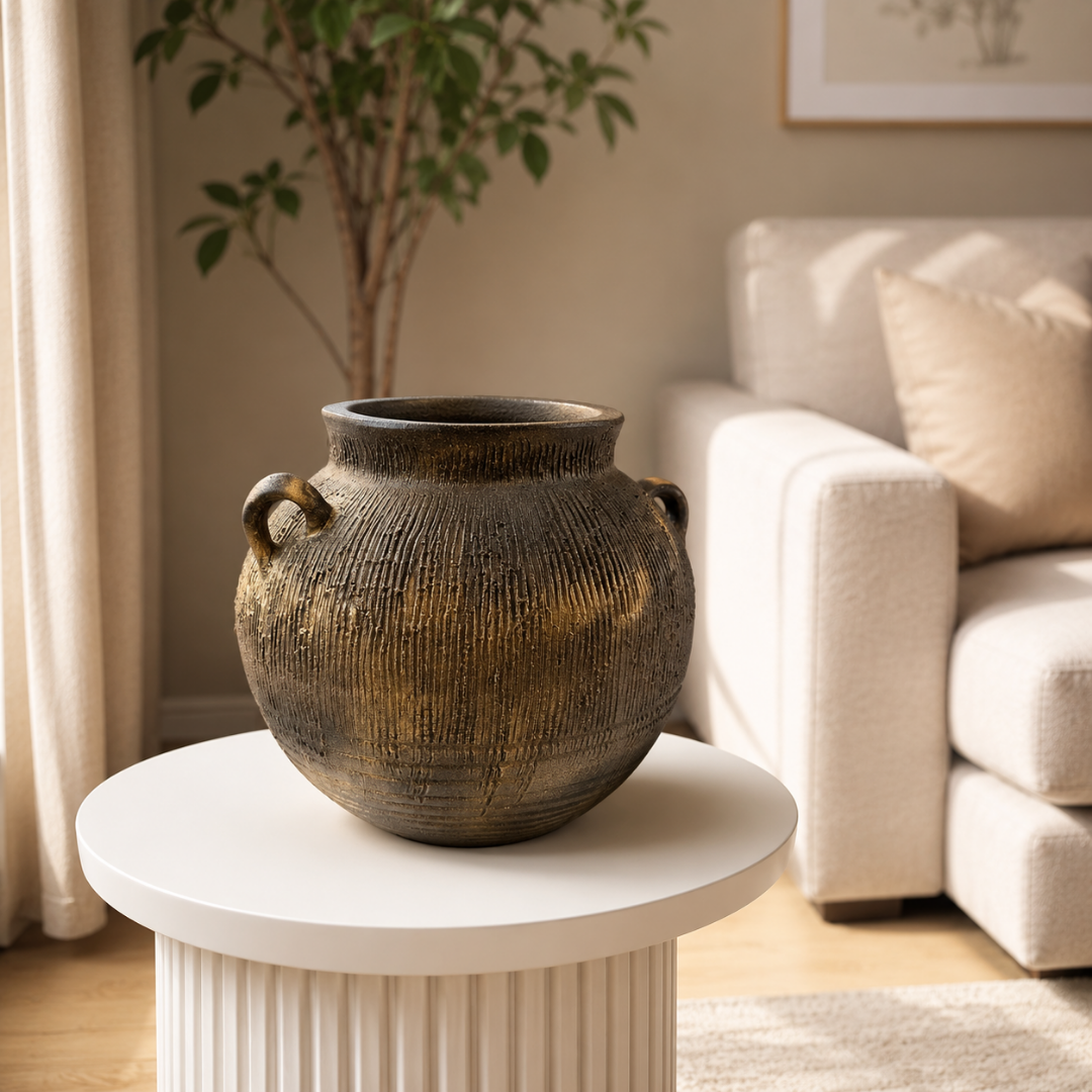 Noir Gold Heritage Matka Vase - https://artecasa.in/