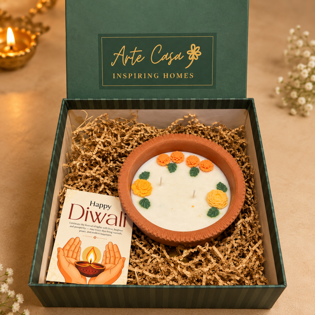 Earth Ember Terracotta Candle | Sandalwood Soy Wax Diwali Candle - https://artecasa.in/