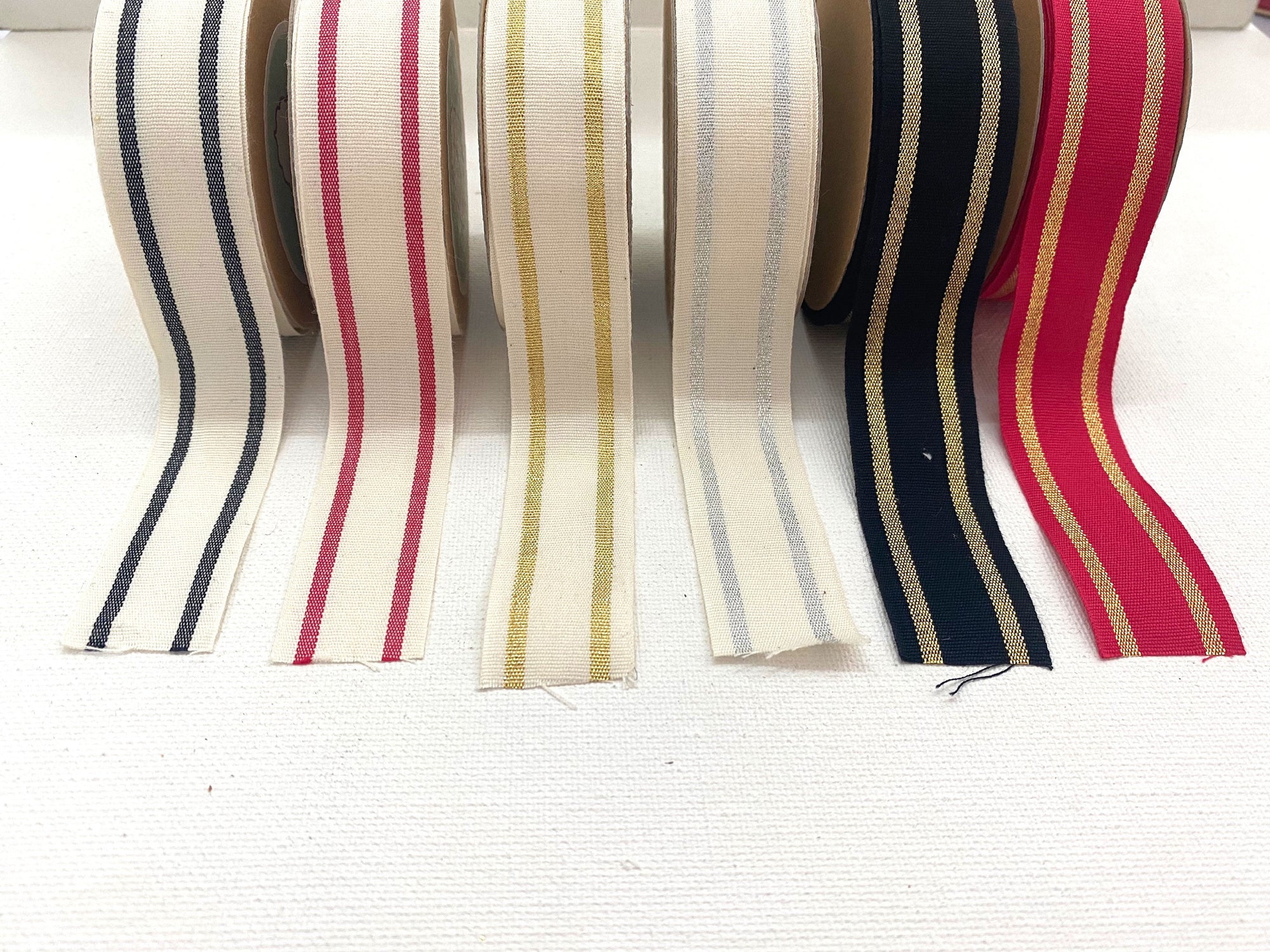 Cotton With Gold Stripes Ribbon