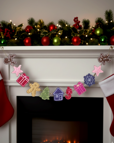 Embroidered Christmas Ornamnets Bunting