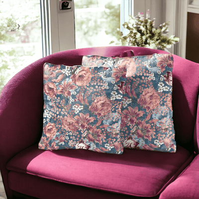 Crimson Blossom Velvet Cushion Cover - Set of 2