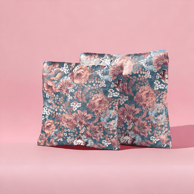 Crimson Blossom Velvet Cushion Cover - Set of 2