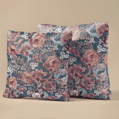 Crimson Blossom Velvet Cushion Cover - Set of 2