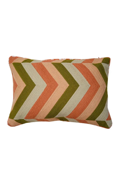 Rahat Chevron Olive Cushion Cover- 12"x 18"
