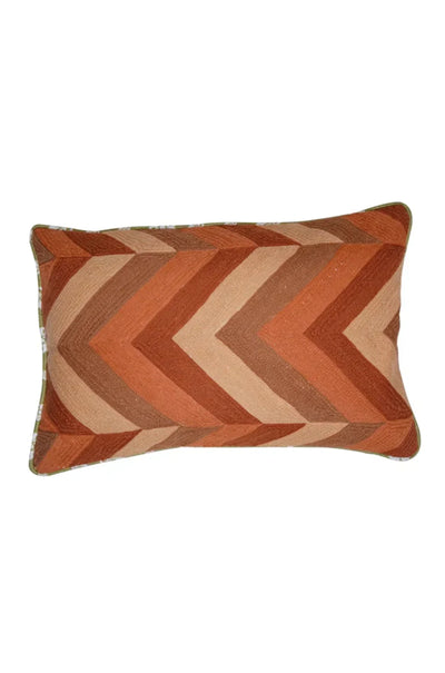Rahat Chevron Rust Cushion Cover- 12"x 18"