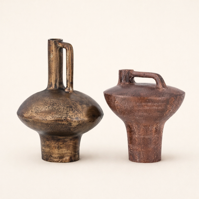 Alexandra Antique Brass Decorative Vase Set – Vintage Modern Accent Vases (Set of 2)