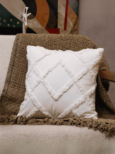 Diamond Ivory Tufted Cushion Cover - Set of 5