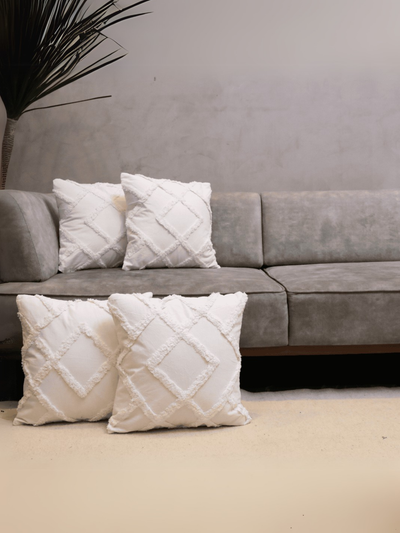 Diamond Ivory Tufted Cushion Cover - Set of 5