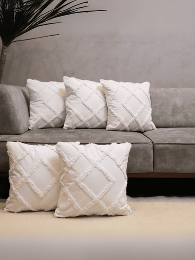 Diamond Ivory Tufted Cushion Cover - Set of 5