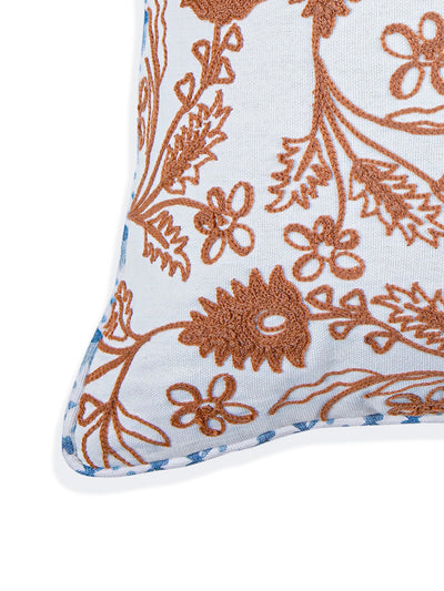 Khwaab Terracotta Garden Grid Cushion Cover -  16" x 16"
