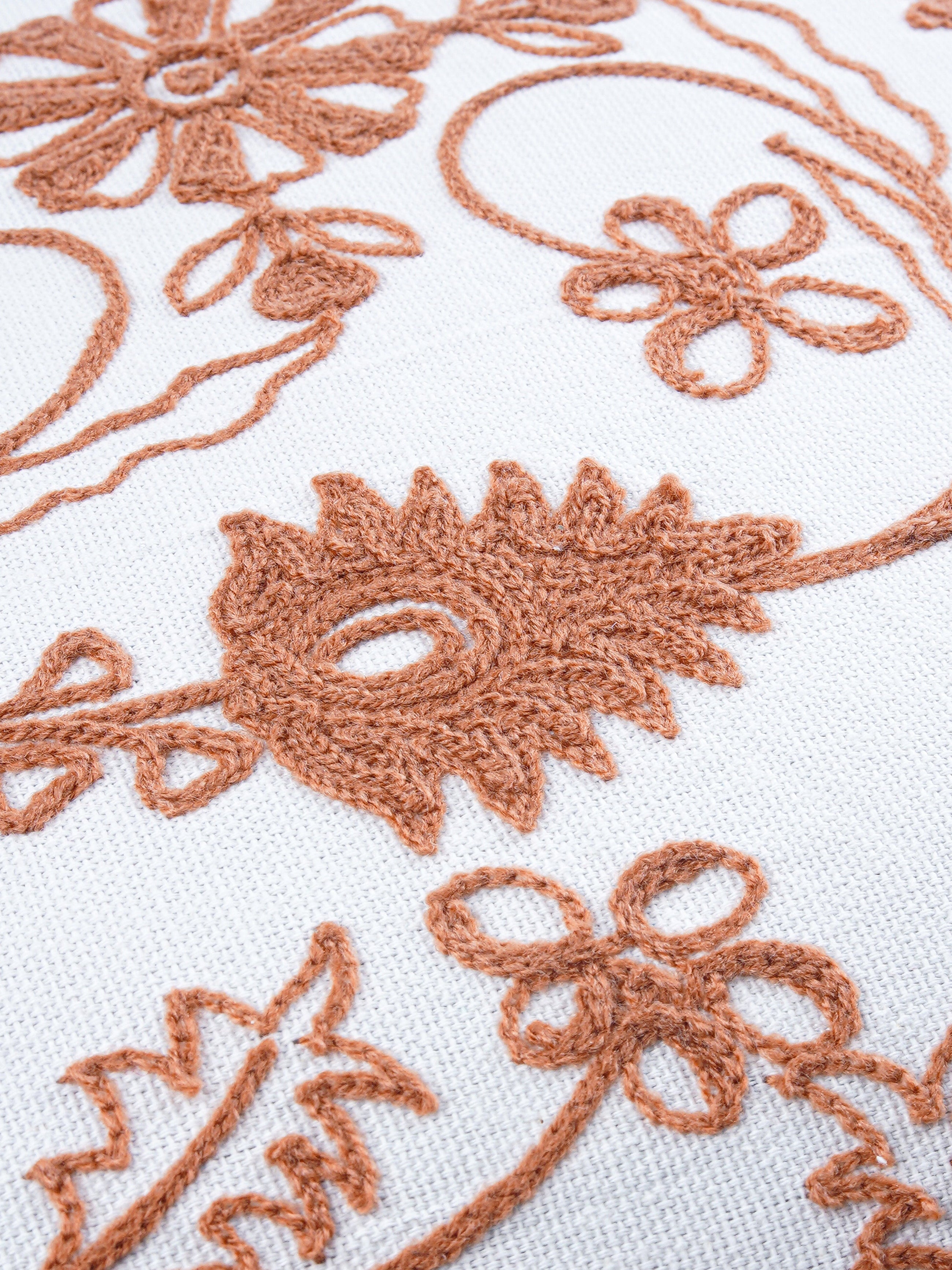 Khwaab Terracotta Garden Grid Cushion Cover -  16" x 16"