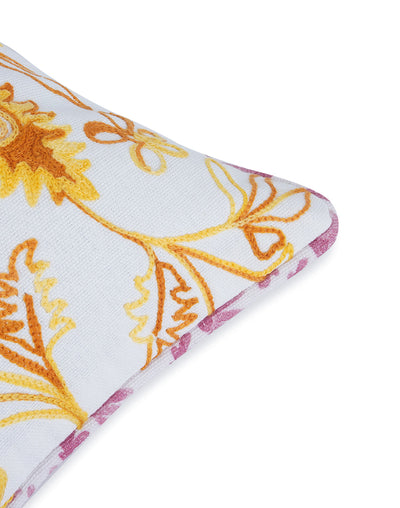 Khwaab Yellow Garden Grid Cushion Cover