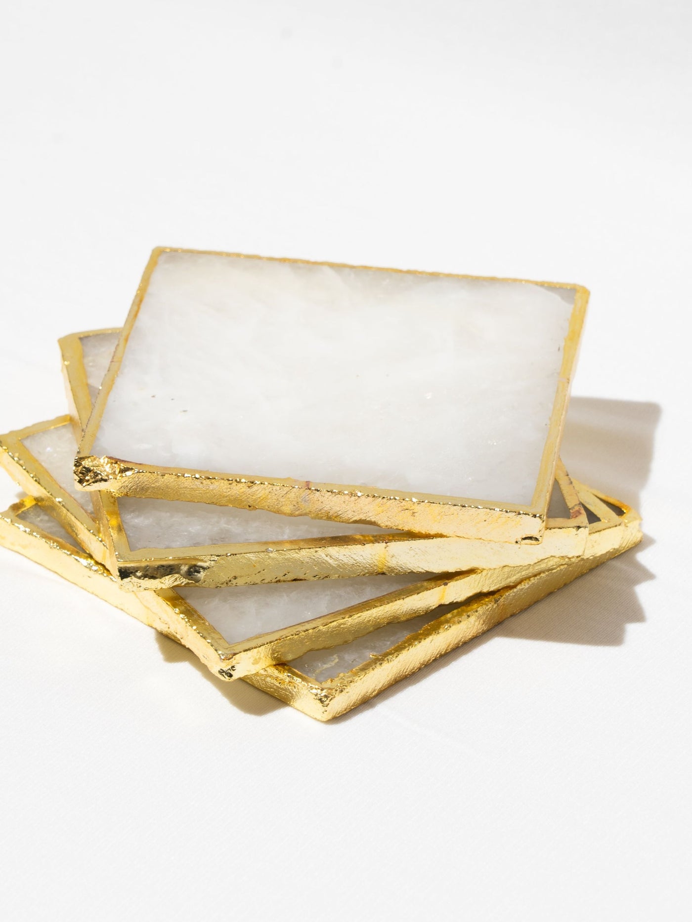 Semi Precious Coasters Set of 4 - White Quartz