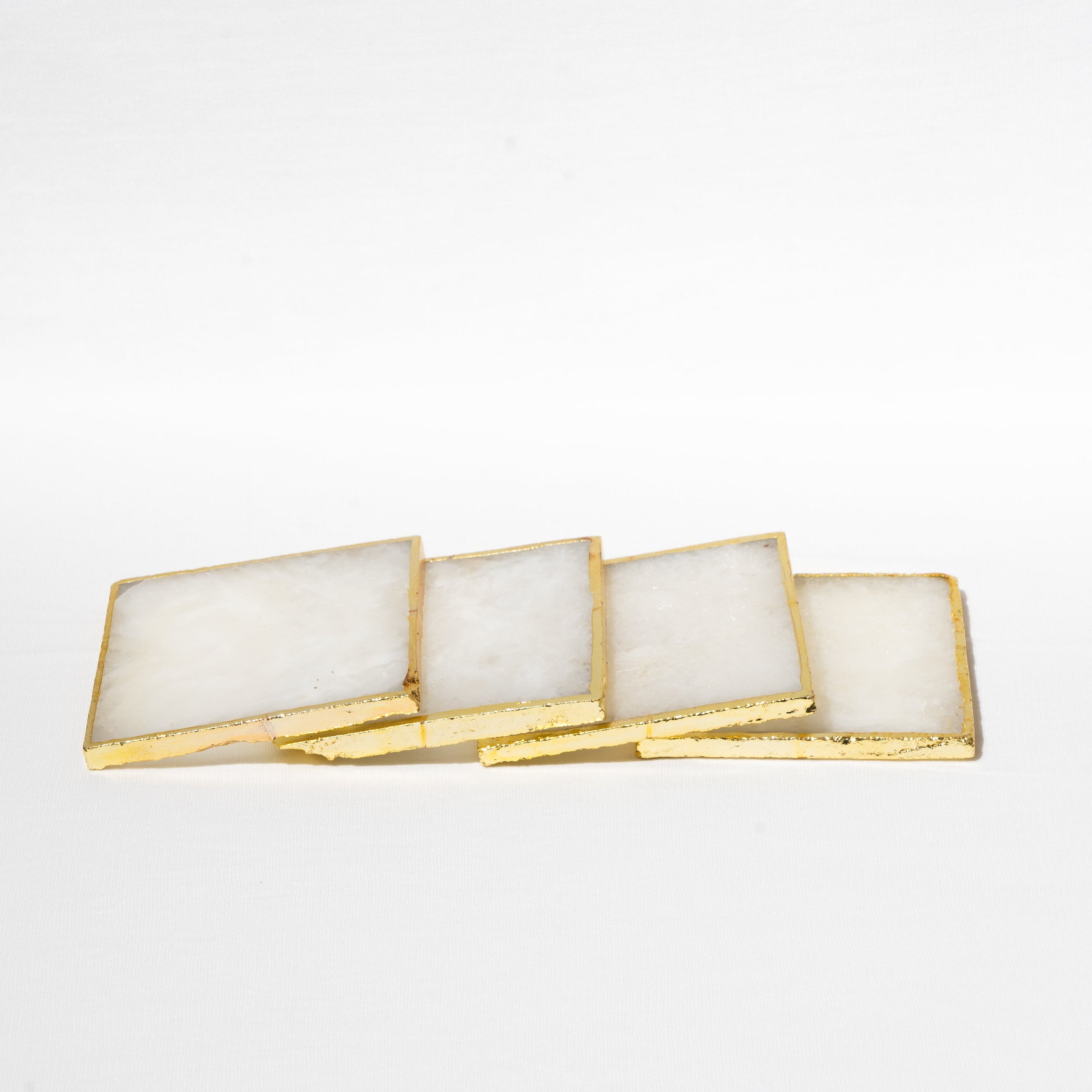Semi Precious Coasters Set of 4 - White Quartz