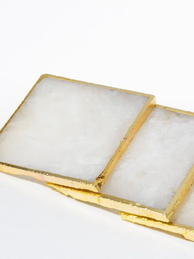 Semi Precious Coasters Set of 4 - White Quartz