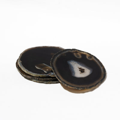 Semi Precious Coaster Set Of 4-Black Agate