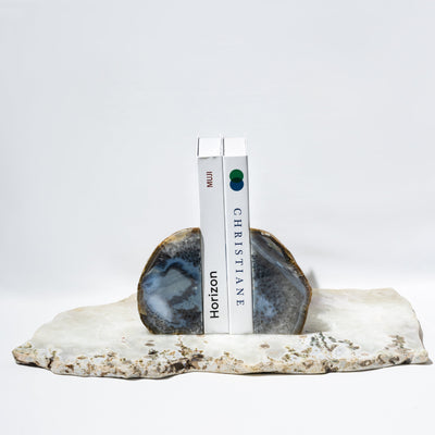 Semi Precious Book End Set - Natural Agate