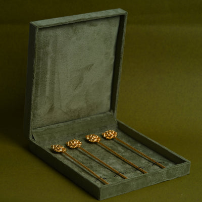 Tiger Head Cocktail Stirrer Set in Gold Plating