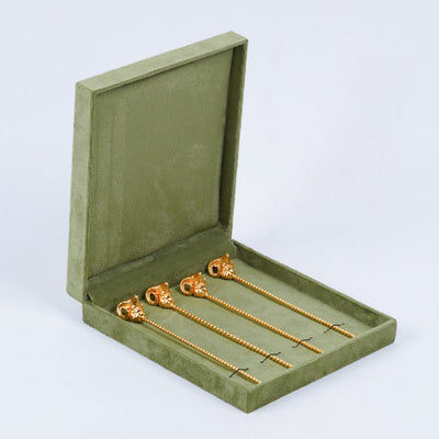 Sheep Head Cocktail Stirrer Set in Gold Plating