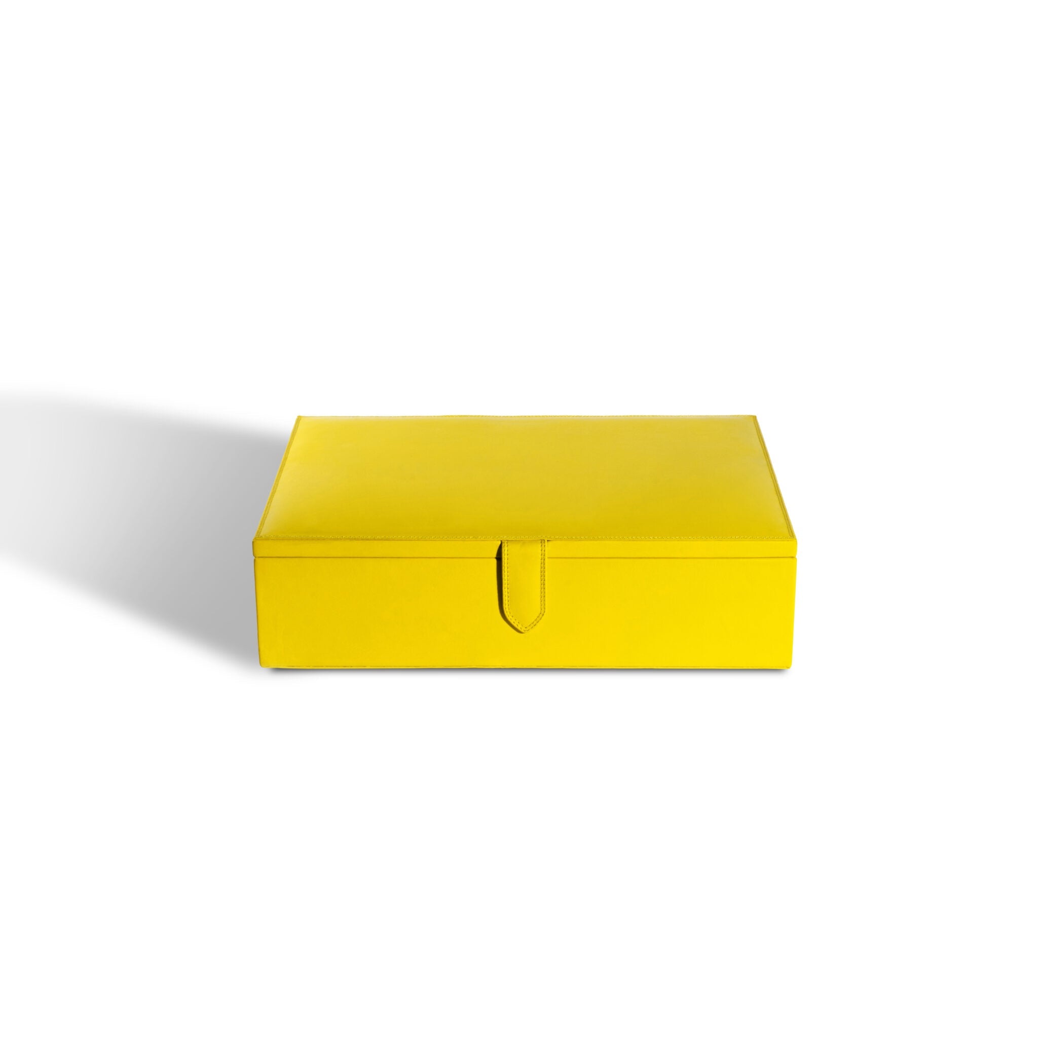 Premium yellow leather stationery organiser handcrafted India - The Mage Home