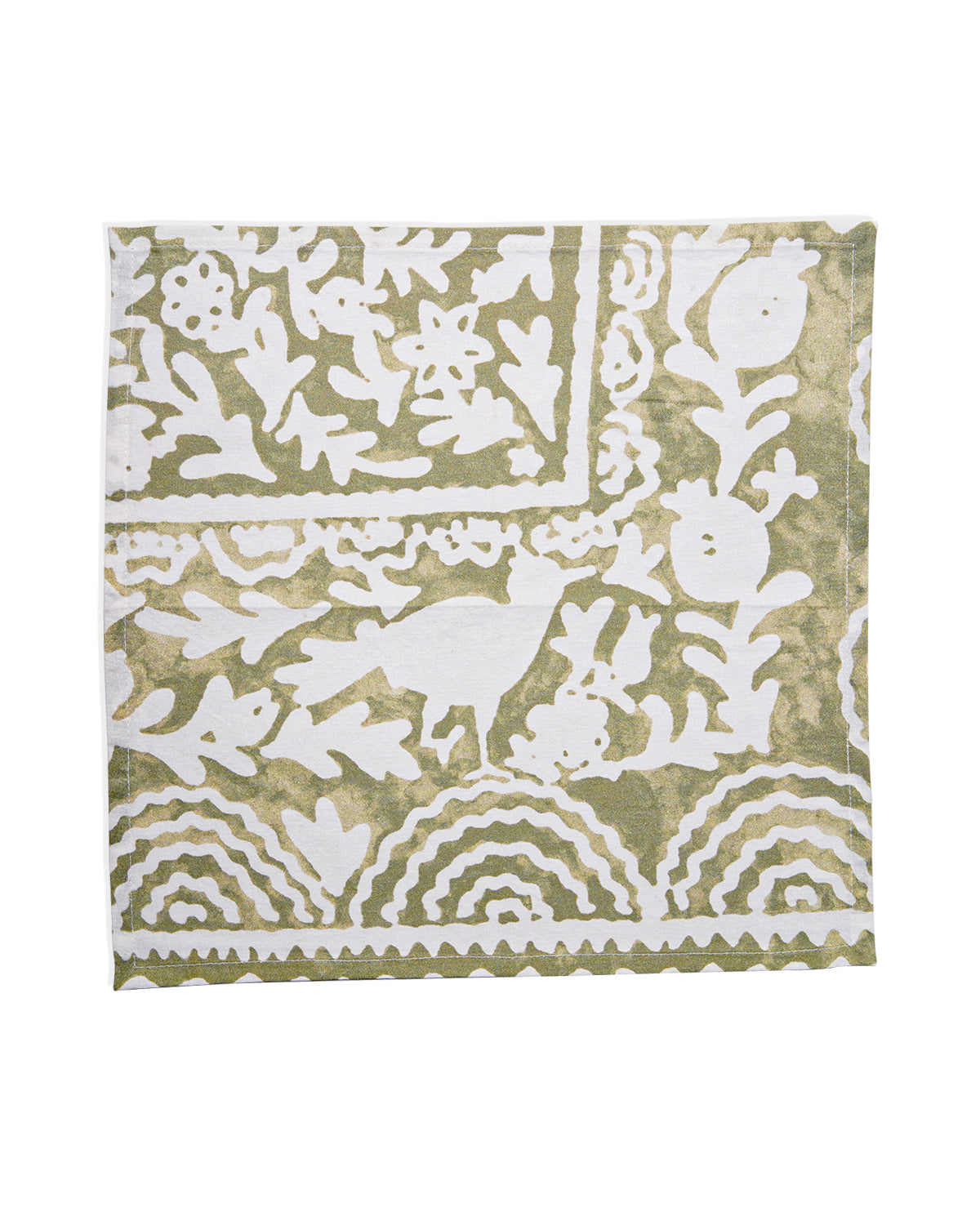 Ayna Green Pink Bird Printed Napkin - 14"X14"
