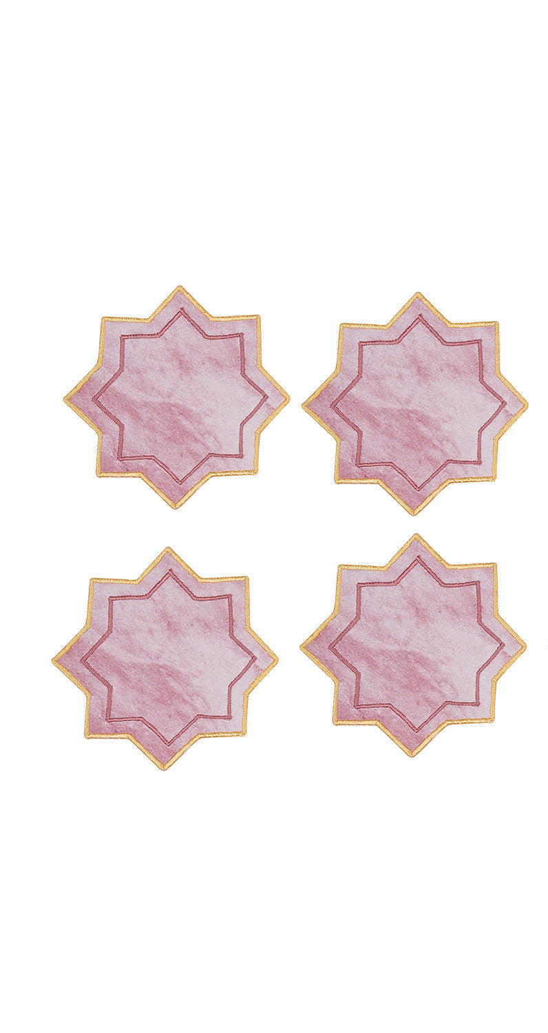 Miyana Coral Boundary Embroidered Coaster -4"x4"