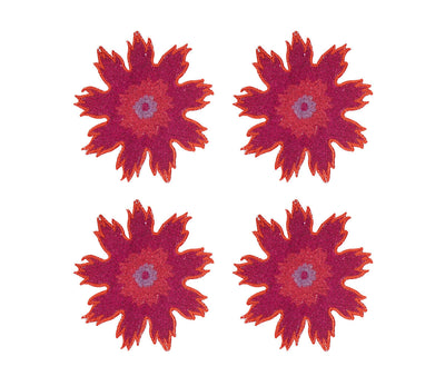 Rahat Pink Flower Embroidered Tea Coaster -4"x4"