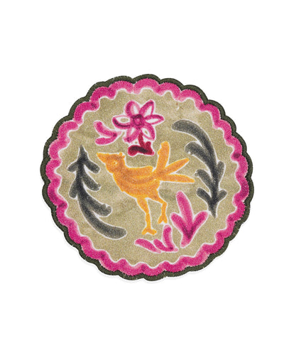 Ayna Green Bird Printed Tea Coaster - 4"x4"