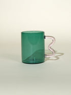 Swirl Glass Teal Cup - Pink Handle