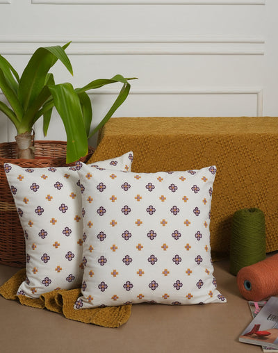 Set Of 2 - Purple Embroidered Cushion Cover - 16"X16"