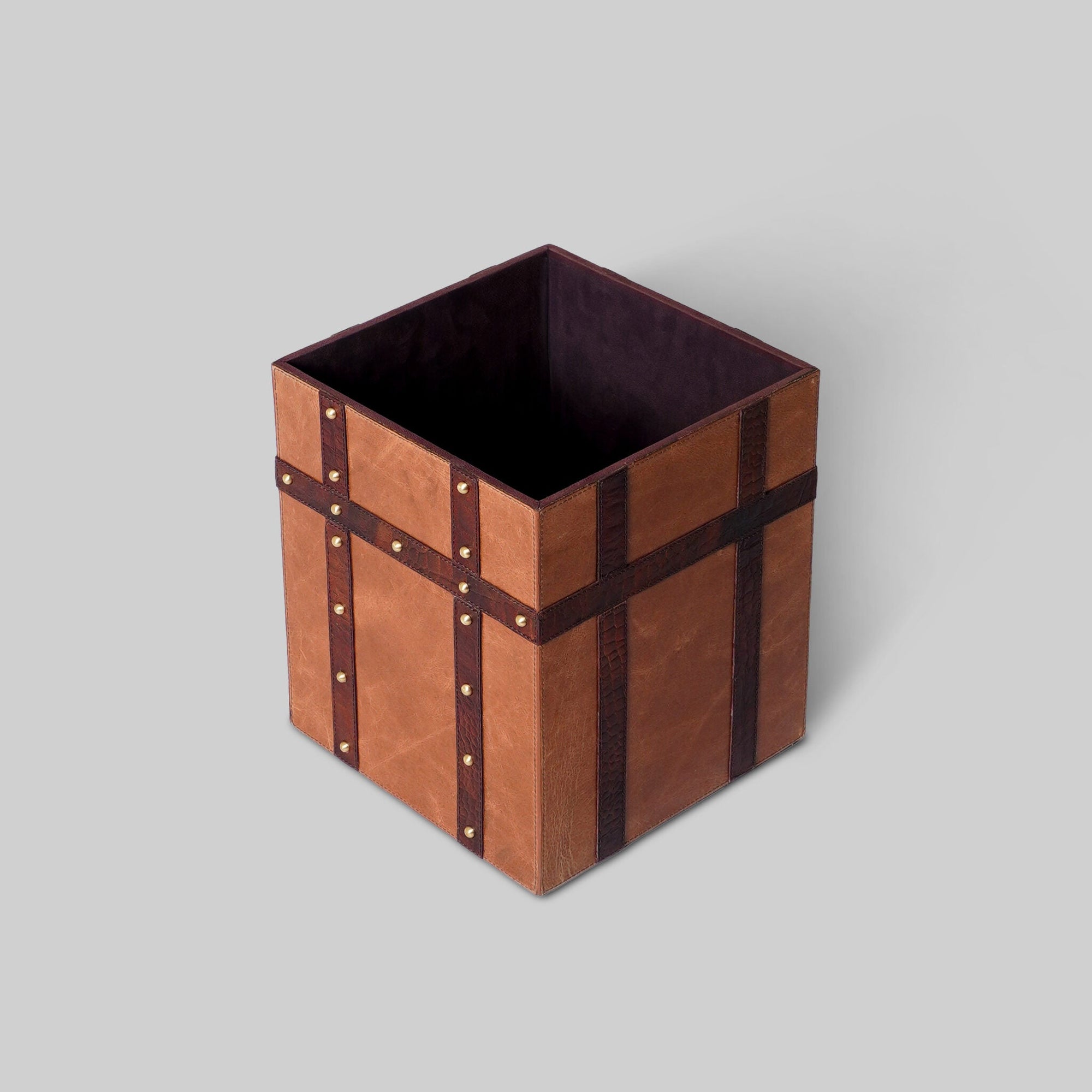 Premium leather bin nail stud edge detail India The Mage Home