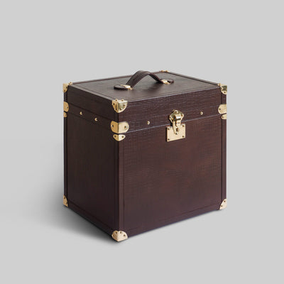 The Trunk Bar croco leather vintage bar cabinet full setup India - The Mage Home