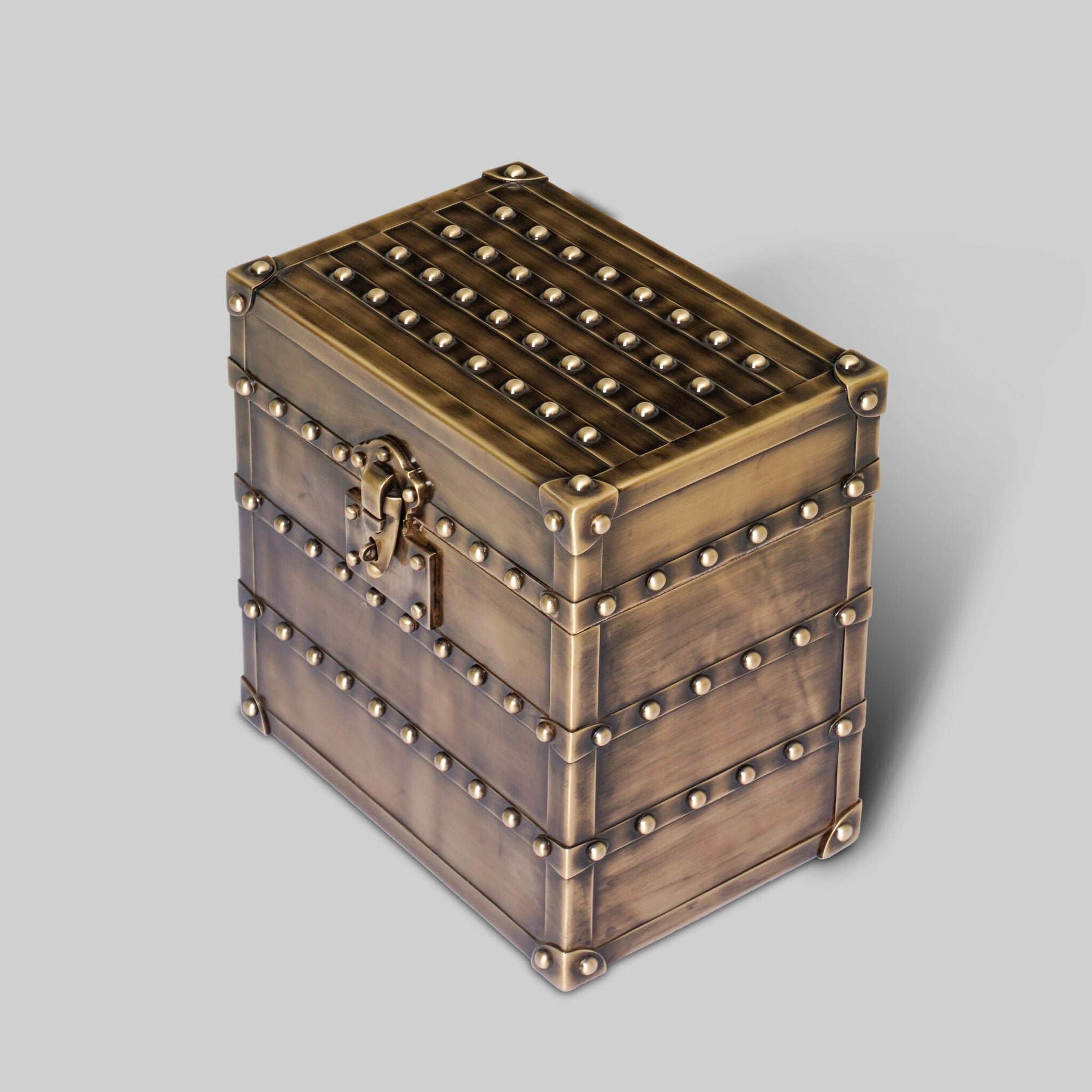 Luxury golden trunk box handcrafted India The Mage Home