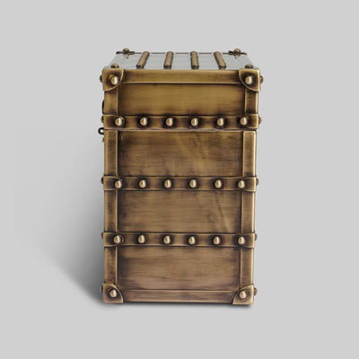 Opulent gold leather trunk storage box India luxury gift - The Mage Home