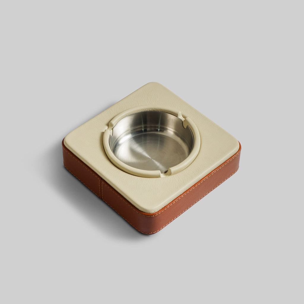 Luxury leather ash tray India refined desk accessory gift