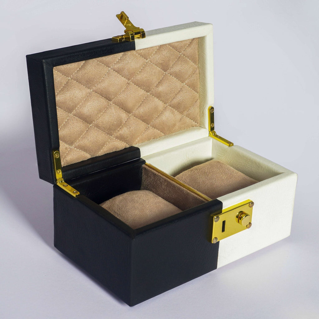 Premium blue leather watch box anniversary Valentine gift - The Mage Home