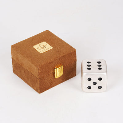 Luxury Silver Dice Paperweight with Premium Gift Box – Designer Desk Accessory