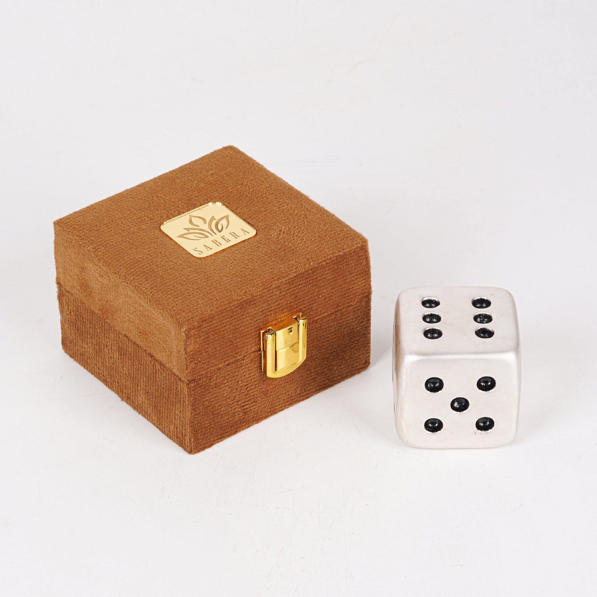 Luxury Silver Dice Paperweight with Premium Gift Box – Designer Desk Accessory