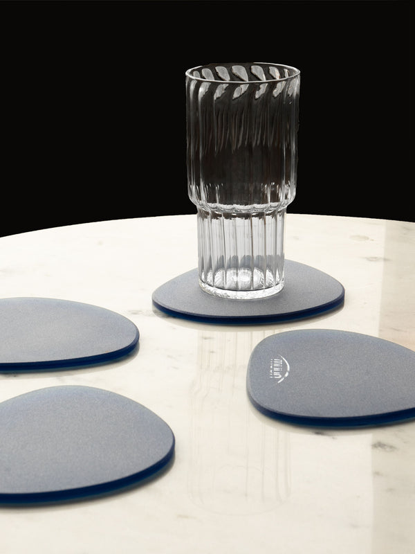 Blue Frosted Glass Coasters Set of 4