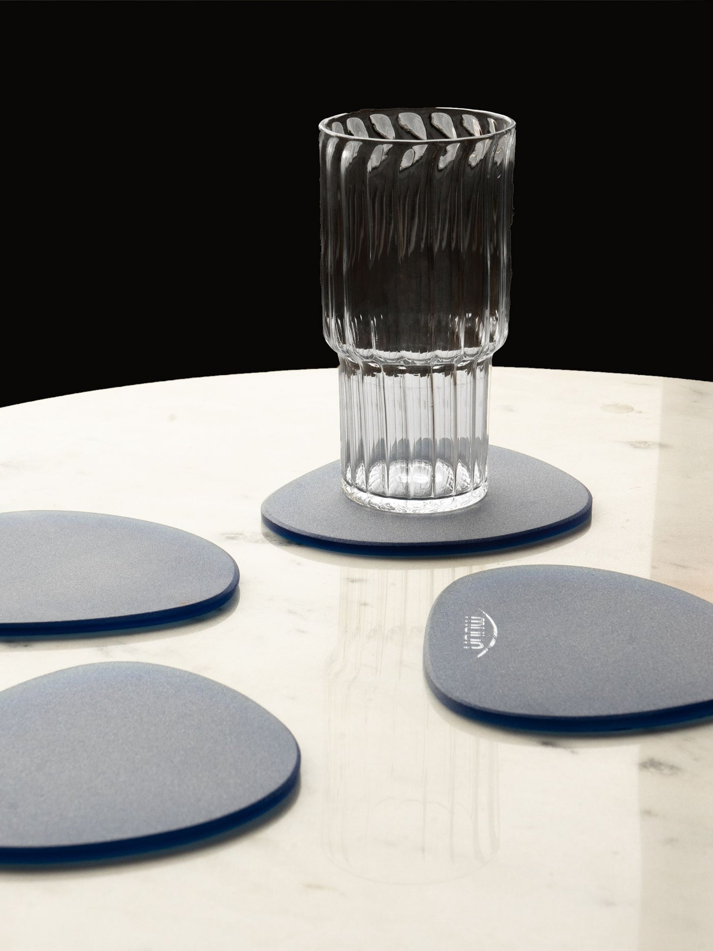 Blue Frosted Glass Coasters Set of 4