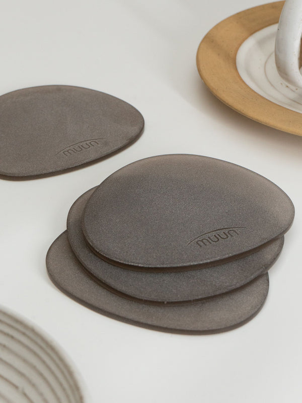 Brown Frosted Glass Coasters Set of 4